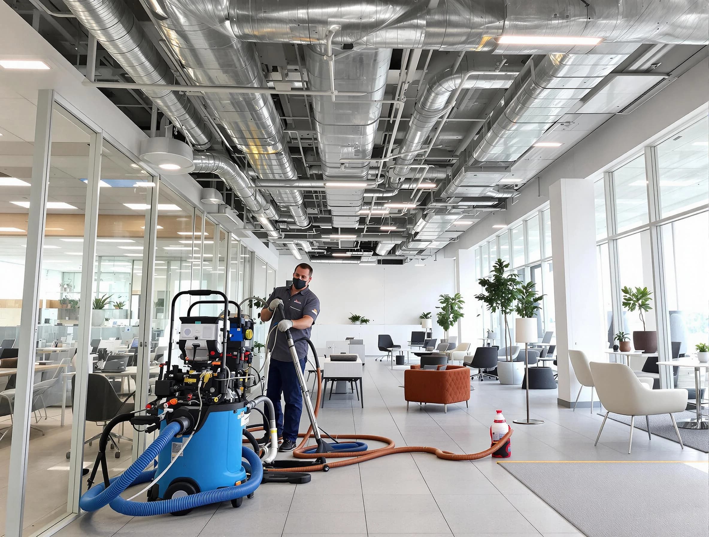 Greenbrier Air Duct Cleaning team conducting comprehensive commercial duct cleaning at a business location in Greenbrier