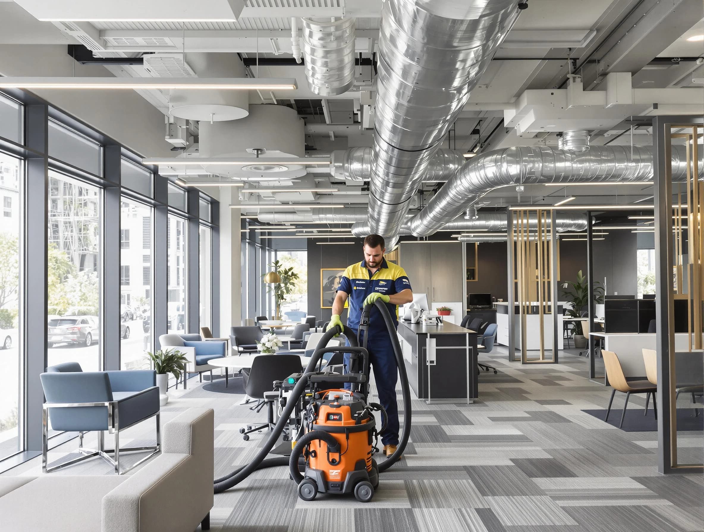 Greenbrier Air Duct Cleaning team performing thorough commercial duct cleaning at a Greenbrier business center
