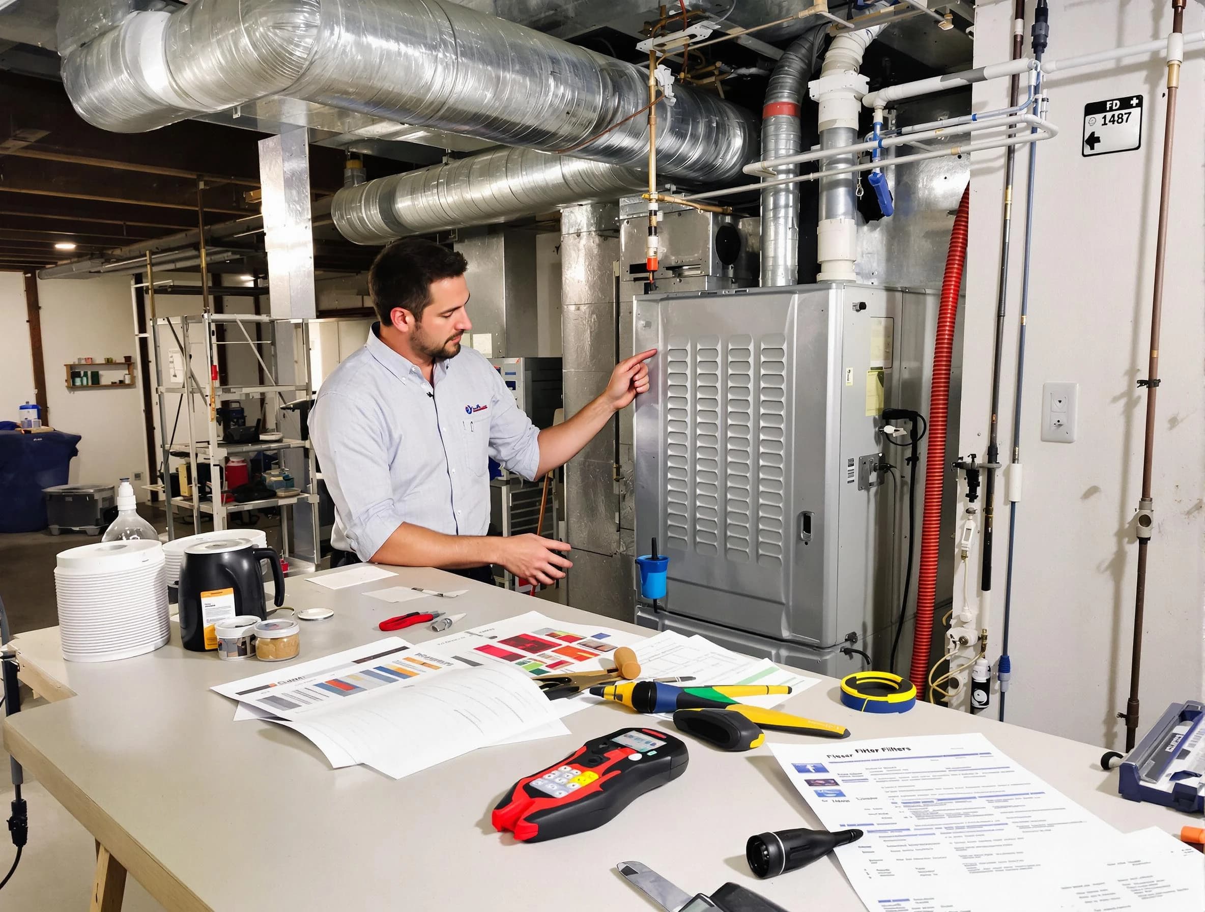 Greenbrier Air Duct Cleaning inspector conducting detailed filter system evaluation using professional diagnostic tools in Greenbrier