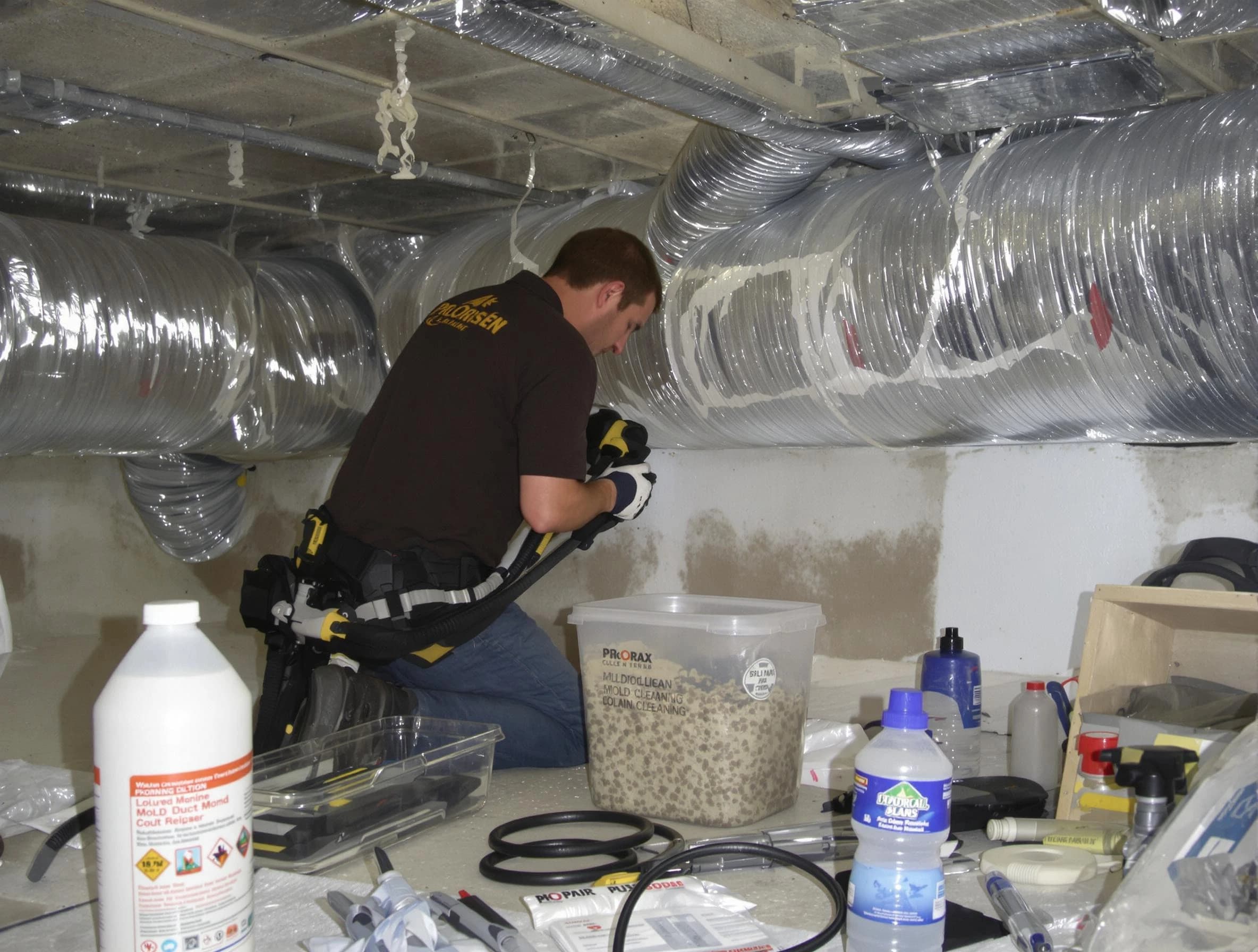 Greenbrier Air Duct Cleaning specialist performing professional mold removal from air ducts in Greenbrier