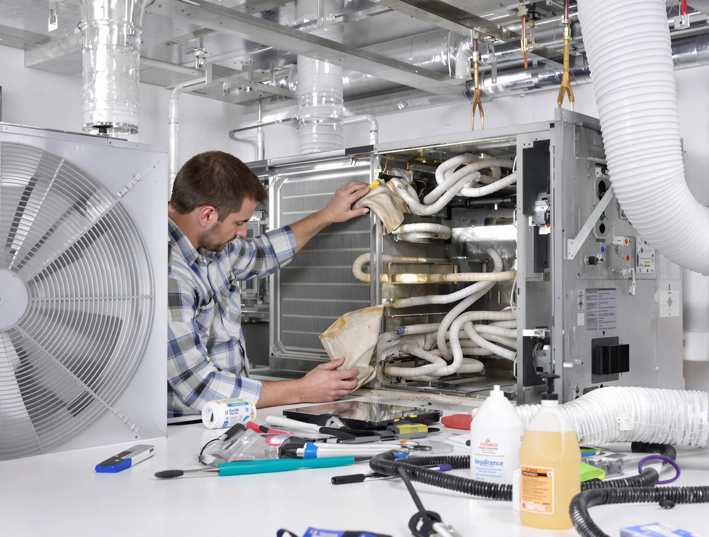 Greenbrier Air Duct Cleaning specialist performing precision AC coil cleaning in Greenbrier